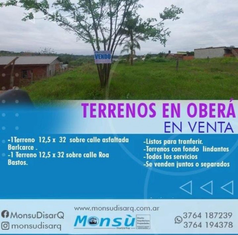 Terrenos en VENTA en OBERA